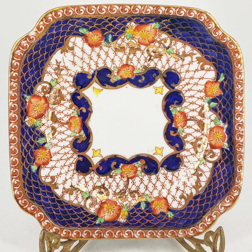 Vintage Hand painted S&C bone china England navy blue gold plate